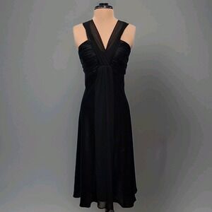 Donna Ricco Black Silk Satin Chiffon Cocktail Dress Women's SZ 10 Wedding Guest